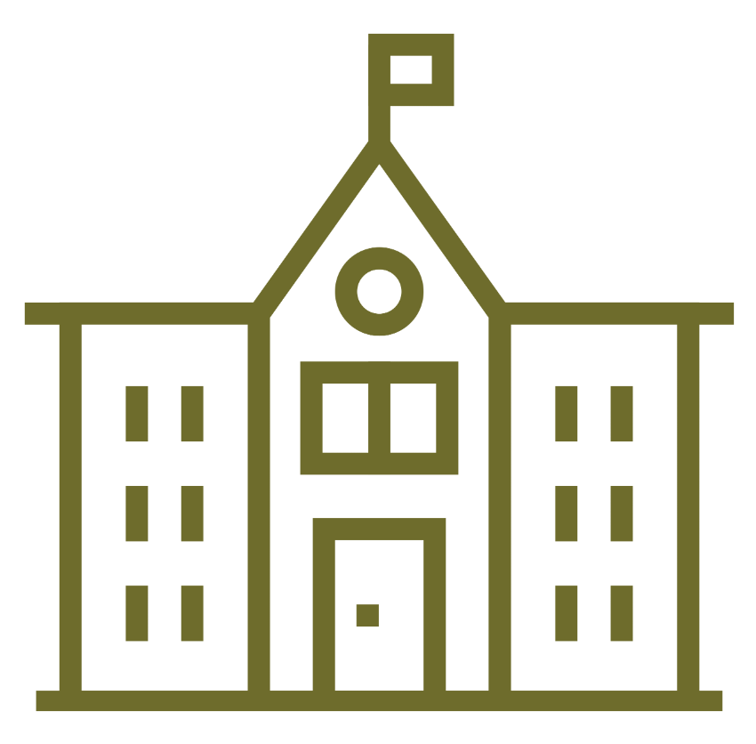 Illustrated icon showing front of a town hall